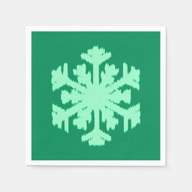 Servilleta De Papel Ikat Snowflake - Pino y verde menta (Anverso)