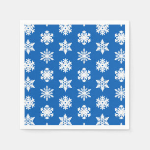 Servilleta De Papel Ikat Snowflakes - Azul y blanco cobalto