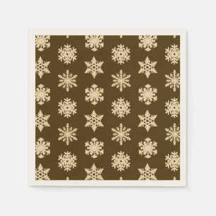 Servilleta De Papel Ikat Snowflakes - Beige y chocolate Brown