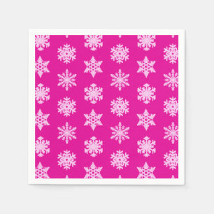 Servilleta De Papel Ikat Snowflakes - Fuchsia y el hielo rosado