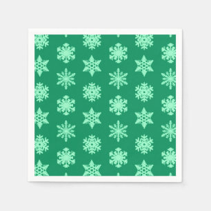 Servilleta De Papel Ikat Snowflakes - Pino y verde menta