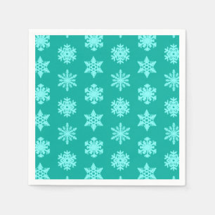 Servilleta De Papel Ikat Snowflakes - Turquesa y aqua