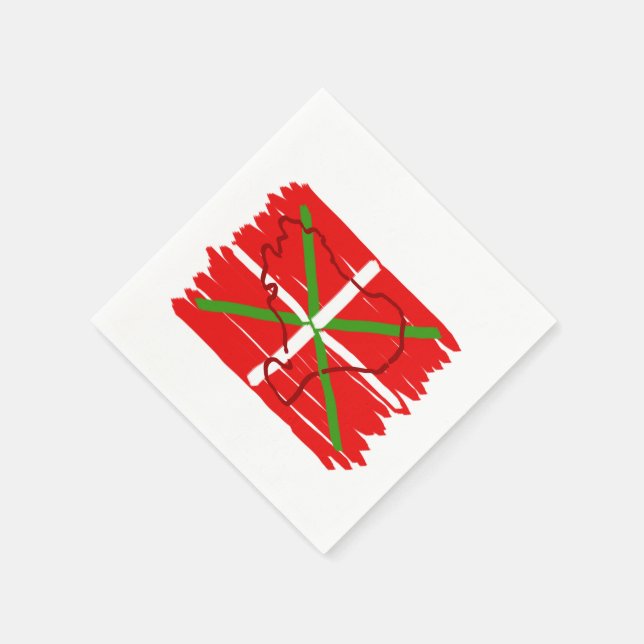 Servilleta De Papel Ikurriña pintada con un perfil del País Vasco, (Borde)