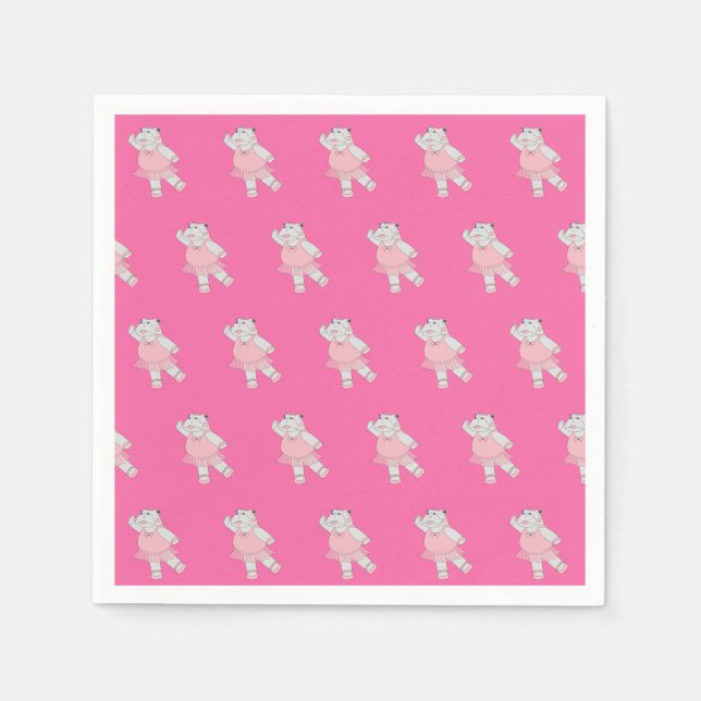 Servilleta De Papel illusima Ballerina Hippo Pink Birday Party Napki (Anverso)