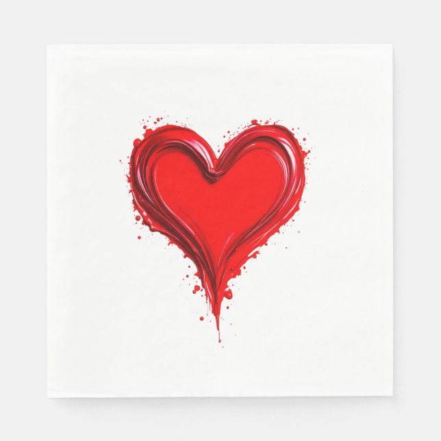 Servilleta De Papel Illustration artistique d’un cœur rouge. (Anverso)