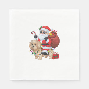Servilleta De Papel Iluminación de Navidad Santa montando un perro Bic