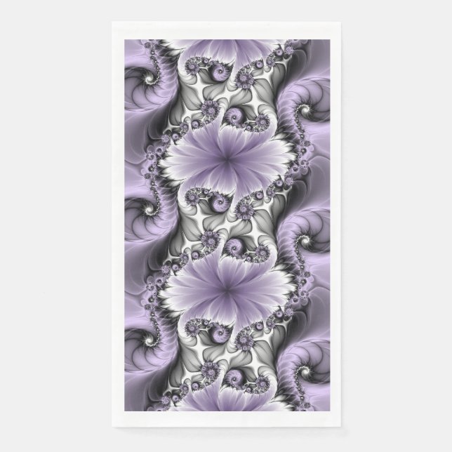 Servilleta De Papel Ilusión Lilac Resumen Arte Fractal Floral Fantasía (Anverso)