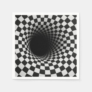 Servilleta De Papel Ilusión óptica de túnel en blanco y negro