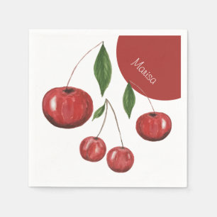 Servilleta De Papel Ilustracion acuarela de cerezas dulces