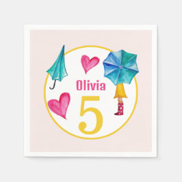 Servilleta De Papel Ilustracion acuarela de Cute Umbrella Chica