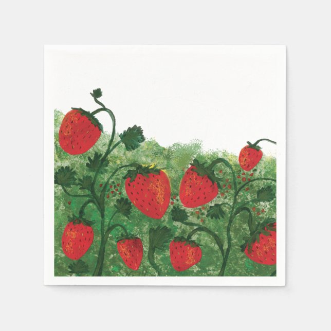 Servilleta De Papel Ilustracion acuático Strawberry Field (Anverso)