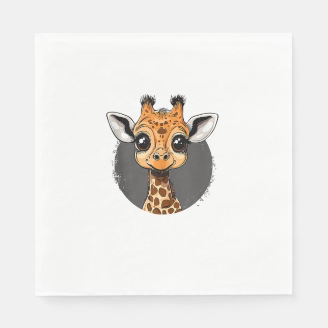 Servilleta De Papel Ilustración adorable de jirafa bebé  (Anverso)