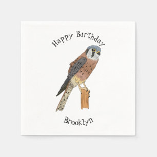 Servilleta De Papel Ilustracion americano de aves de Kestrel