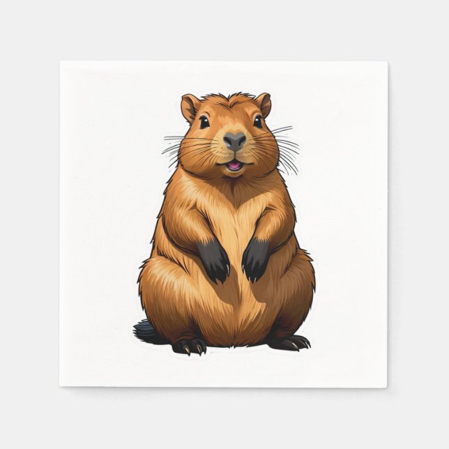 Servilleta De Papel Ilustracion animal Cute Capybara Rodent (Anverso)