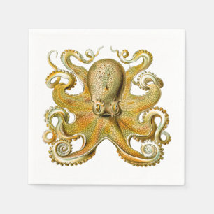 Servilleta De Papel Ilustración antigua de pulpo monstruo marino