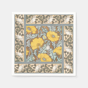 Servilleta De Papel Ilustración Art Nouveau de Amapola Flor Amarilla