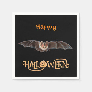 Servilleta De Papel Ilustracion Bat Pipistrellus Feliz Halloween