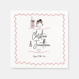 Servilleta De Papel Ilustración caprichosa | Boda retro