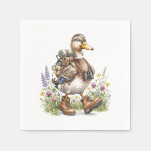 Servilleta De Papel Ilustración caprichosa de pato de excursión con mo