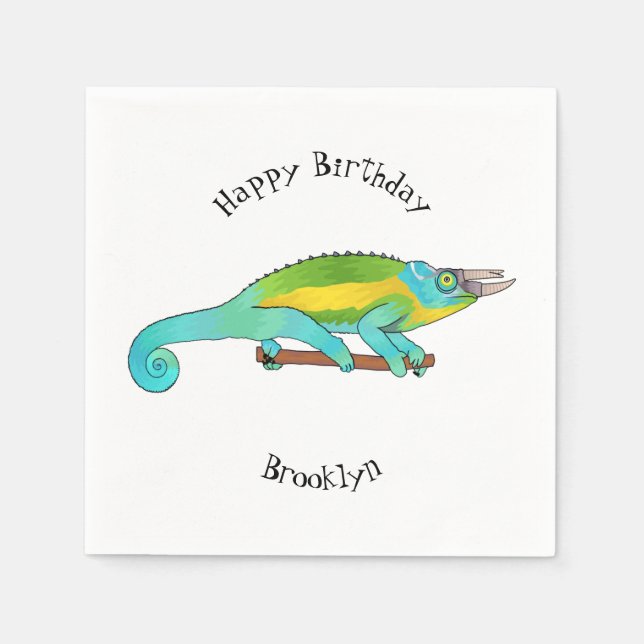 Servilleta De Papel Ilustracion chameleon personalizado de Jackson (Anverso)