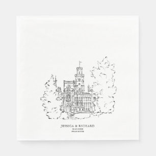 Servilleta De Papel Ilustracion Chateau de la Venue de mano clásica