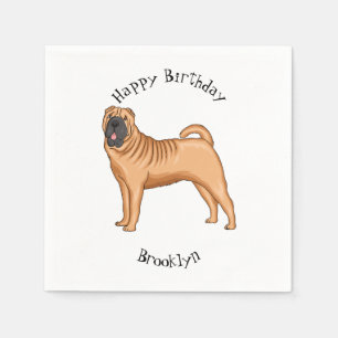 Servilleta De Papel Ilustracion chino de personalizado de perro Shar-P