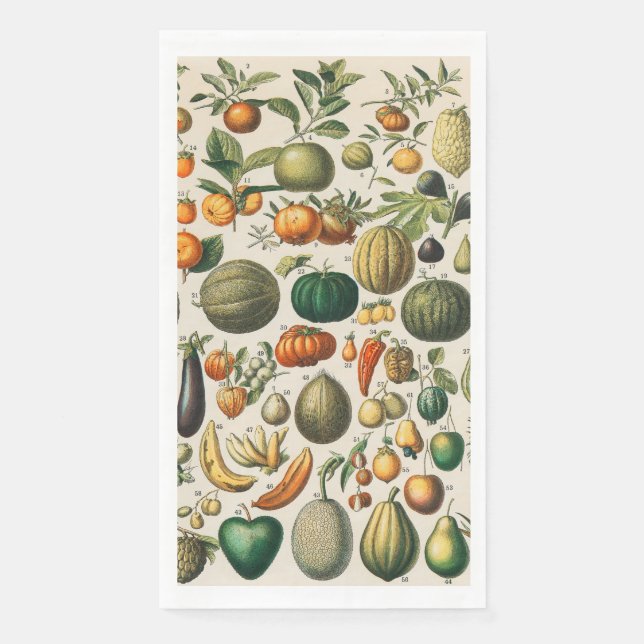 Servilleta De Papel Ilustracion científico botánico de frutas (Anverso)