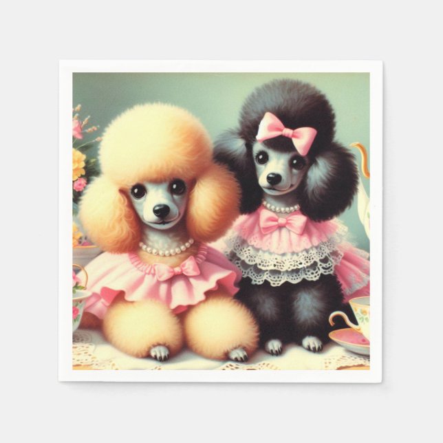 Servilleta De Papel Ilustracion Cute Poodle (Anverso)