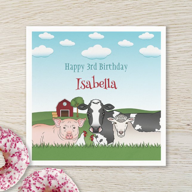 Servilleta De Papel Ilustracion de animales de granja Cumpleaños de ni (Subido por el creador)