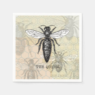 Servilleta De Papel Ilustracion de antigüedades de insectos de Queen B