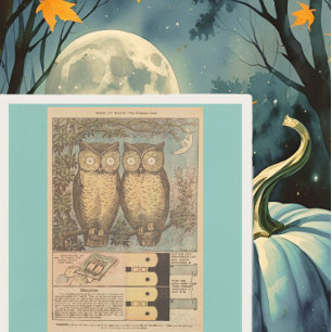 Servilleta De Papel Ilustracion de arte de búho vintage lindo otoño