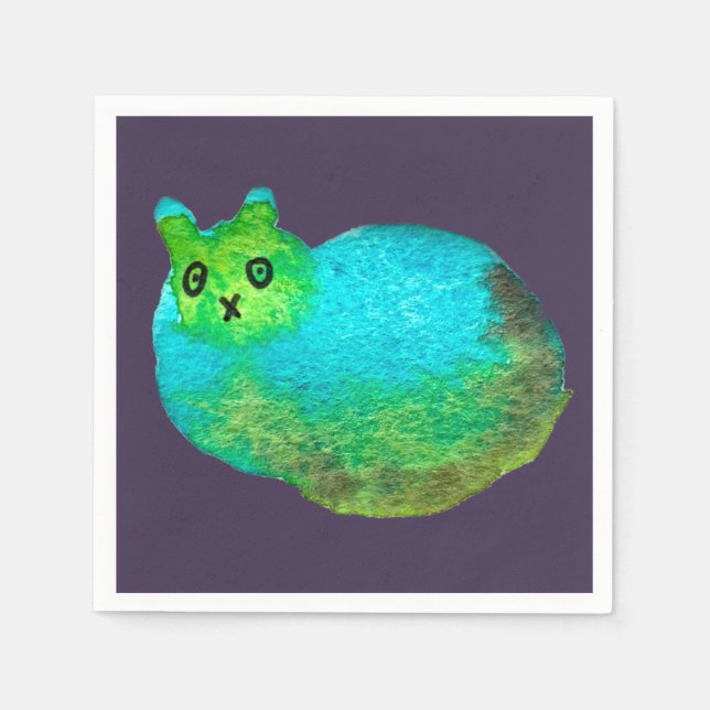 Servilleta De Papel Ilustracion de arte de gato gordo azul (Anverso)