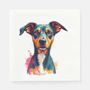 Servilleta De Papel Ilustración de arte pop de retrato de perro colori