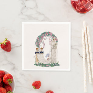 Servilleta De Papel Ilustración de Boda Art Nouveau – Novia Vintage