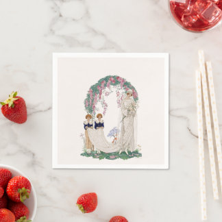 Servilleta De Papel Ilustración de Boda Art Nouveau – Novia Vintage