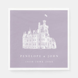 Servilleta De Papel Ilustración de Boda Castillo Vintage Lavanda