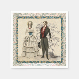 Servilleta De Papel Ilustración de boda victoriana vintage de 1844