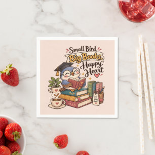 Servilleta De Papel Ilustración de búho lindo leyendo libros