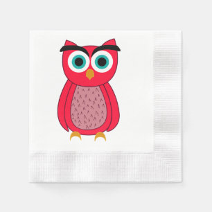 Servilleta De Papel Ilustración de búho rosa lindo