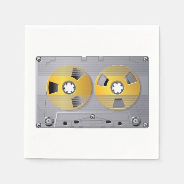 Servilleta De Papel Ilustracion de cinta Cassette Vintage Music Lover (Anverso)