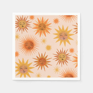 Servilleta De Papel Ilustracion de color de agua Naranja de Sun Face