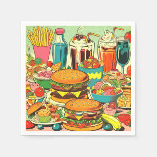 Servilleta De Papel Ilustracion de cómics de comida retro