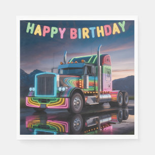 Servilleta De Papel Ilustración de cumpleaños de camión semirremolque