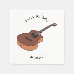 Servilleta De Papel Ilustración de dibujos animados de guitarra acústi