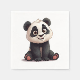 Servilleta De Papel Ilustración de dibujos animados de oso panda senta