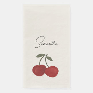 Servilleta De Papel Ilustración de Dos Cerezas Rojas | Arte de Frutas
