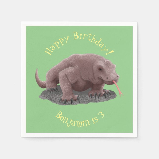 Servilleta De Papel Ilustracion de dragón de Komodo (Anverso)