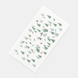 Servilleta De Papel Ilustración de esquiadores alpinos en descenso