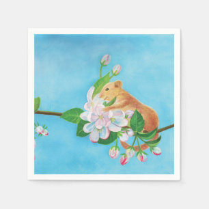 Servilleta De Papel Ilustracion de flores de morada y manzana