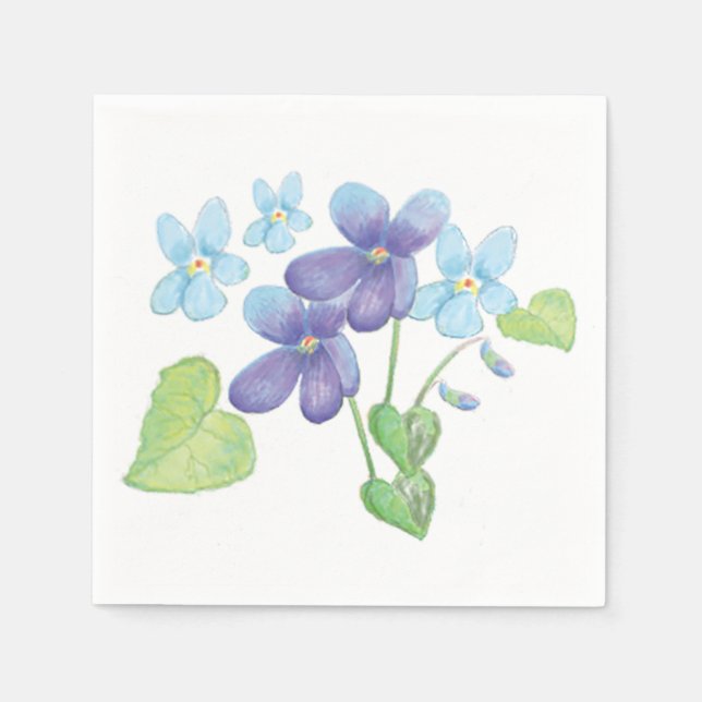 Servilleta De Papel Ilustracion de flores violetas silvestres (Anverso)